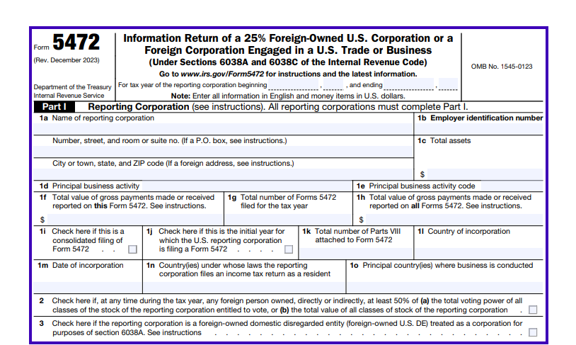 Form 5472: Part 1